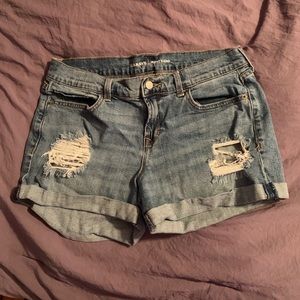 Distressed Denim Boyfriend Shorts